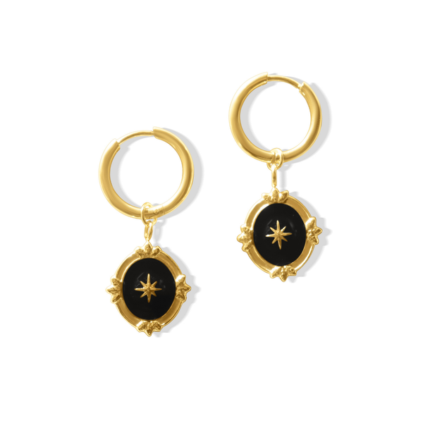 Steel Me Boho Black Star Earrings