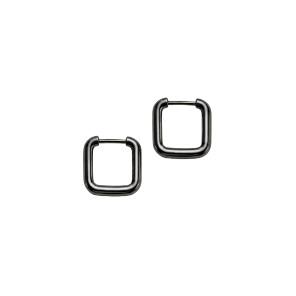 FV Black Square Huggie Hoops