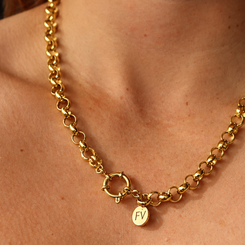 Steel Me Yellow Gold Belcher Chain Necklace