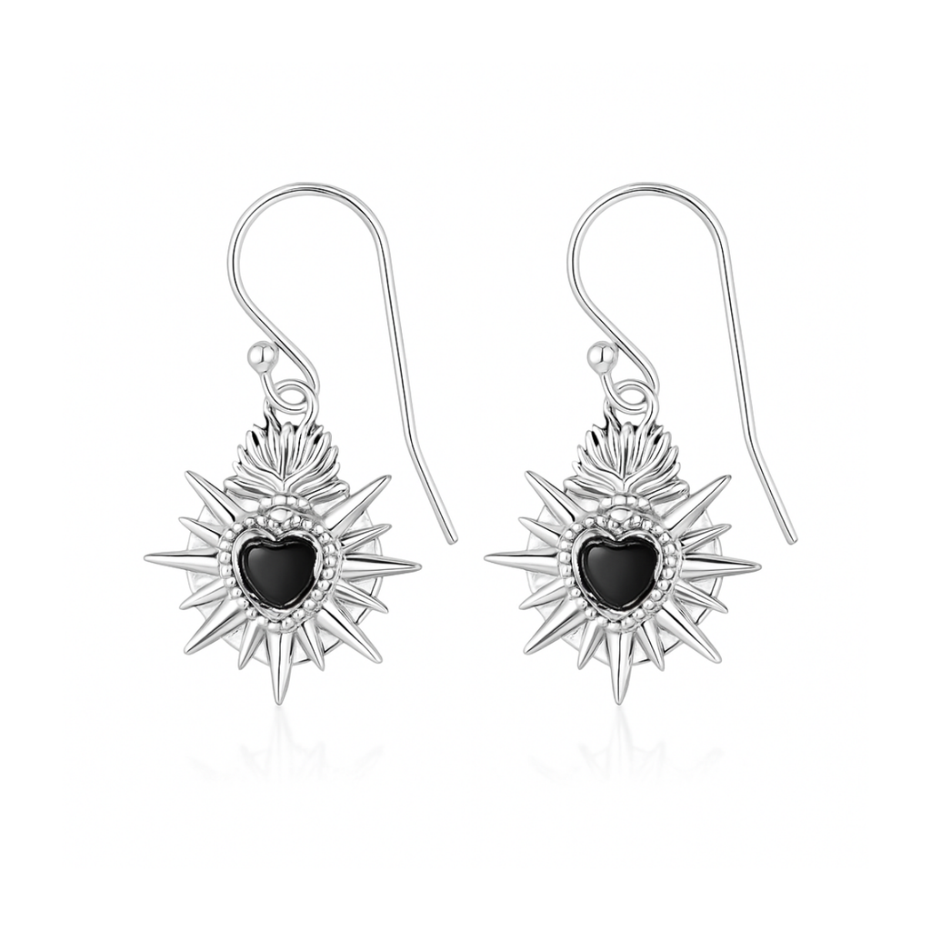 La Stèle Black Onyx Heart Earrings