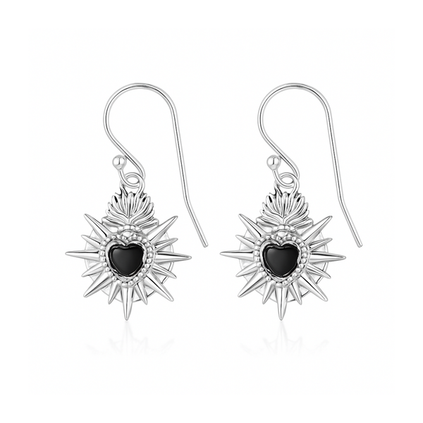 La Stèle Black Onyx Heart Earrings