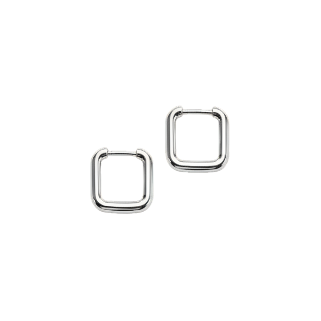 FV Silver Square Huggie Hoops