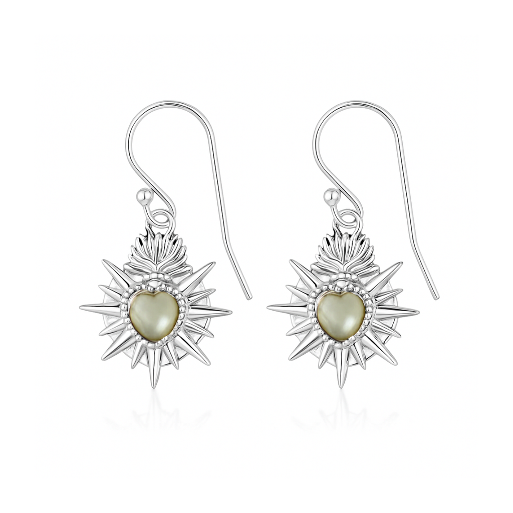 La Stèle Mother of Pearl Heart Earrings