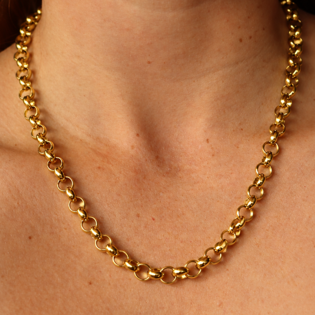 Steel Me Yellow Gold Belcher Chain Necklace