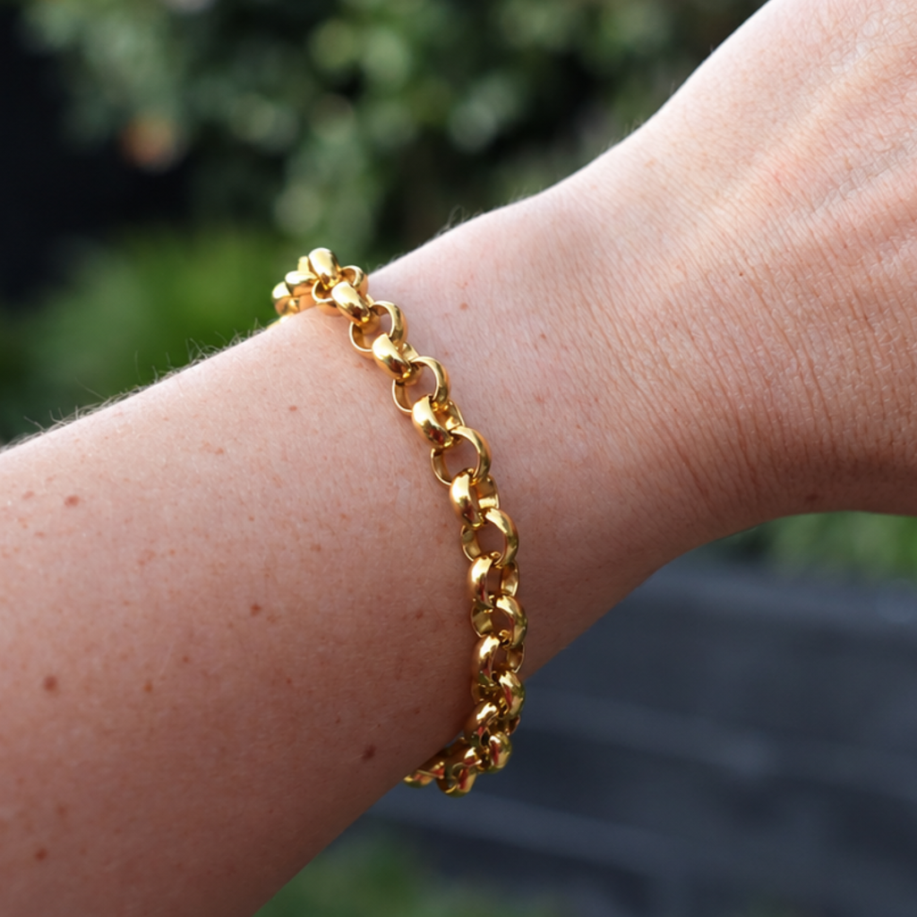 Steel Me Yellow Gold Belcher Chain Bracelet
