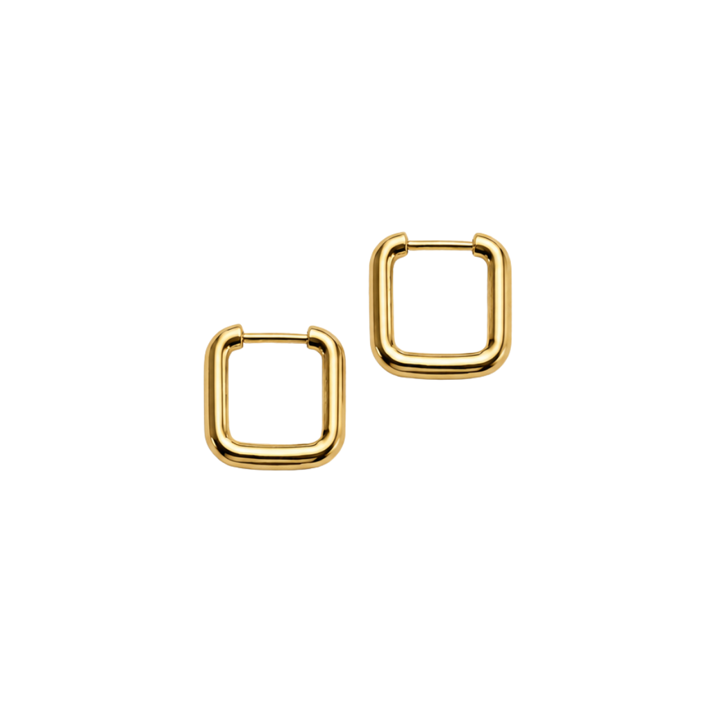 FV Yellow Gold Square Huggie Hoops