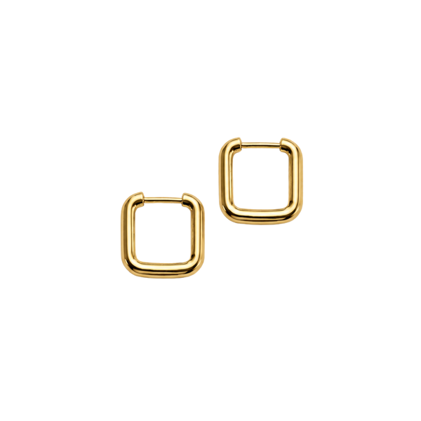 FV Yellow Gold Square Huggie Hoops