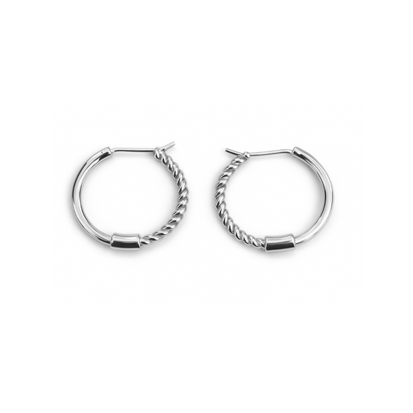 Bijoux Silver Hoops with Twist