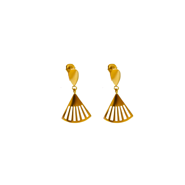 Steel Me Yellow Gold Petite Fan Earrings