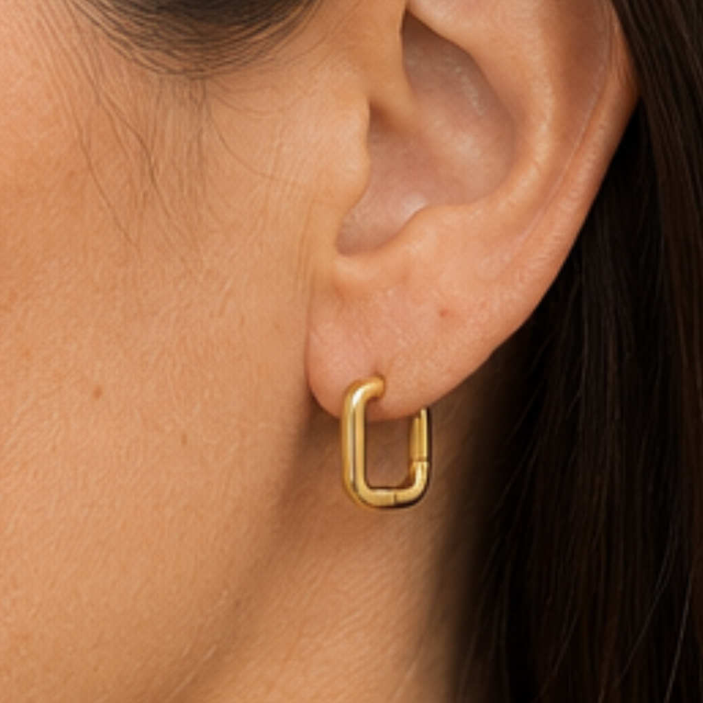 FV Yellow Gold Square Huggie Hoops