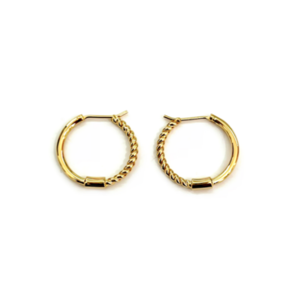 Bijoux Yellow Gold Hoops with Twist