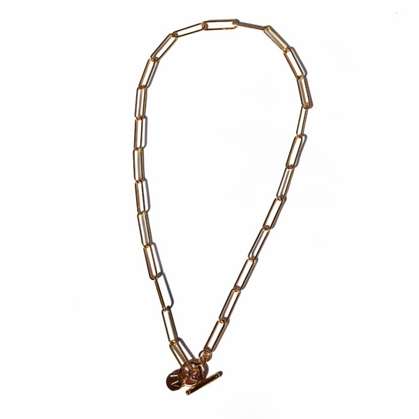 yellow gold paperclip chain with fob finish, womens chain necklace, necklaces for layering, fob chain paperclip necklace, yellow gold jewellery, auckland jewellery, nz designer jewellery, free shipping nz wide, high quality jewellery for women