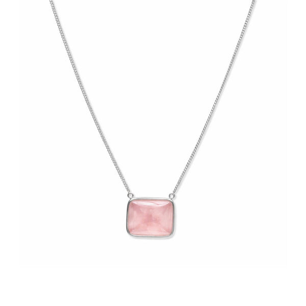La Stèle Rose Quartz Square Necklace