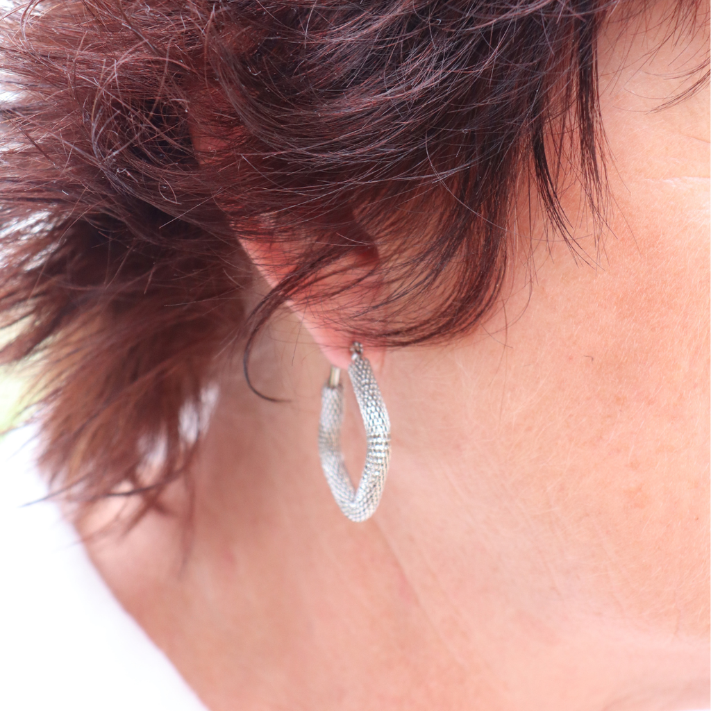 Steel Me Silver Snake Earrings