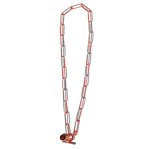Steel Me Rose Gold Fob Paperclip Chain Necklace