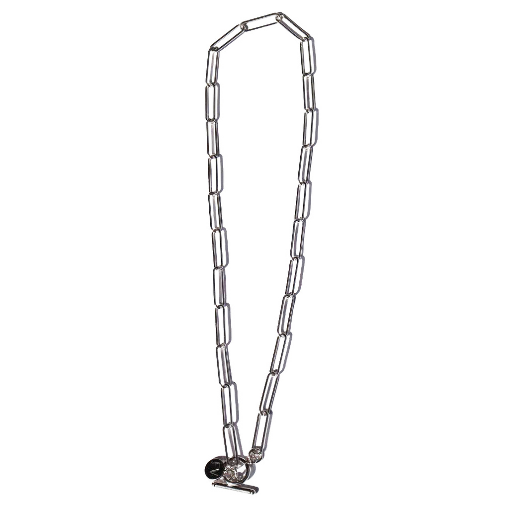Steel Me Silver Fob Paperclip Chain Necklace