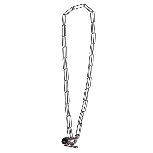Steel Me Silver Fob Paperclip Chain Necklace