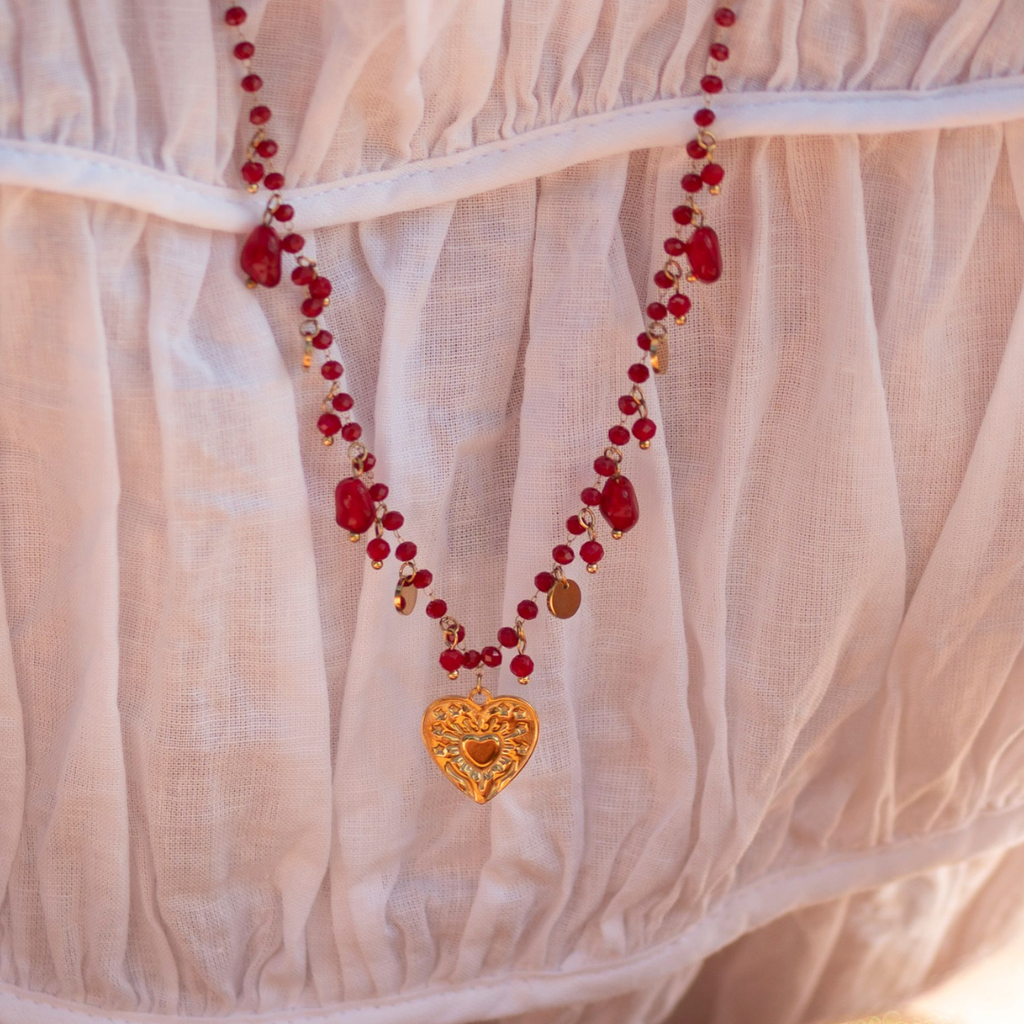 Steel Me Boho Red Necklace