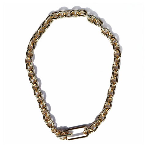 Steel Me Yellow Gold Grande Chain Fob Necklace