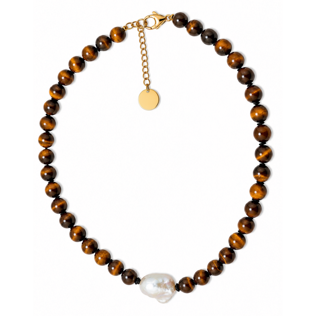 The Black Edit Tiger's Eye & Baroque Pearl Necklace