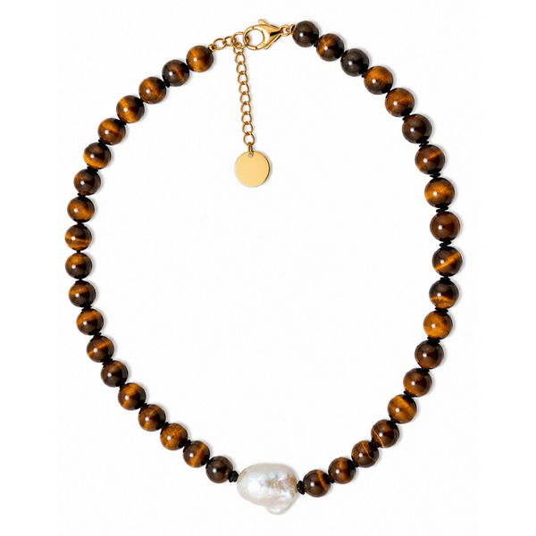 The Black Edit Tiger's Eye & Baroque Pearl Necklace