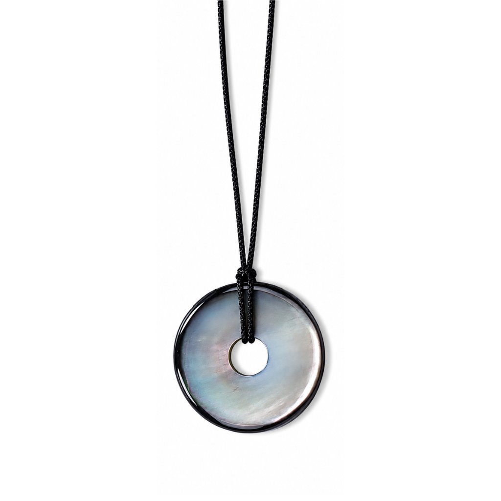 Silver Perle Grey Mother of Pearl Ring Necklace