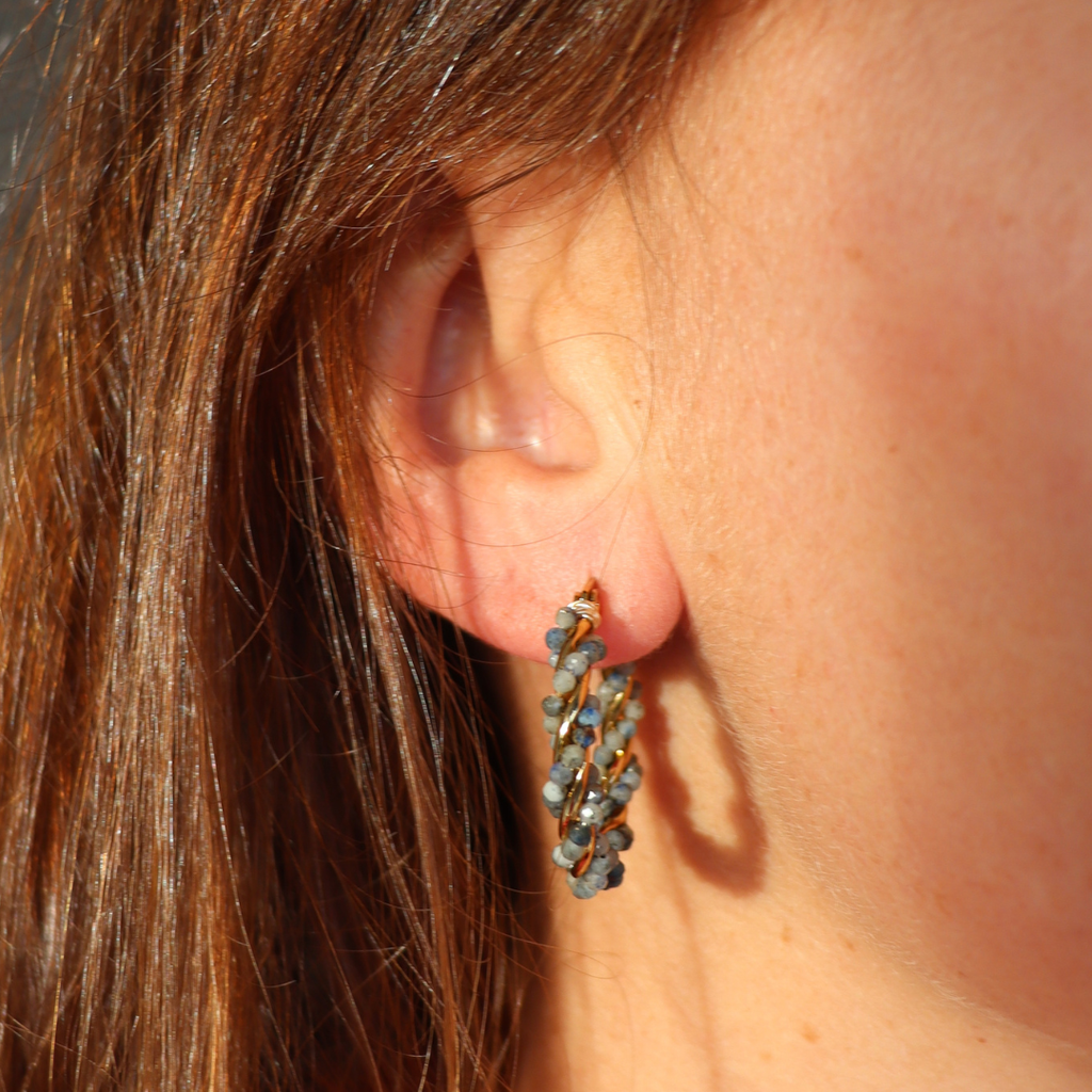 Steel Me Dusky Blue Twist Earrings