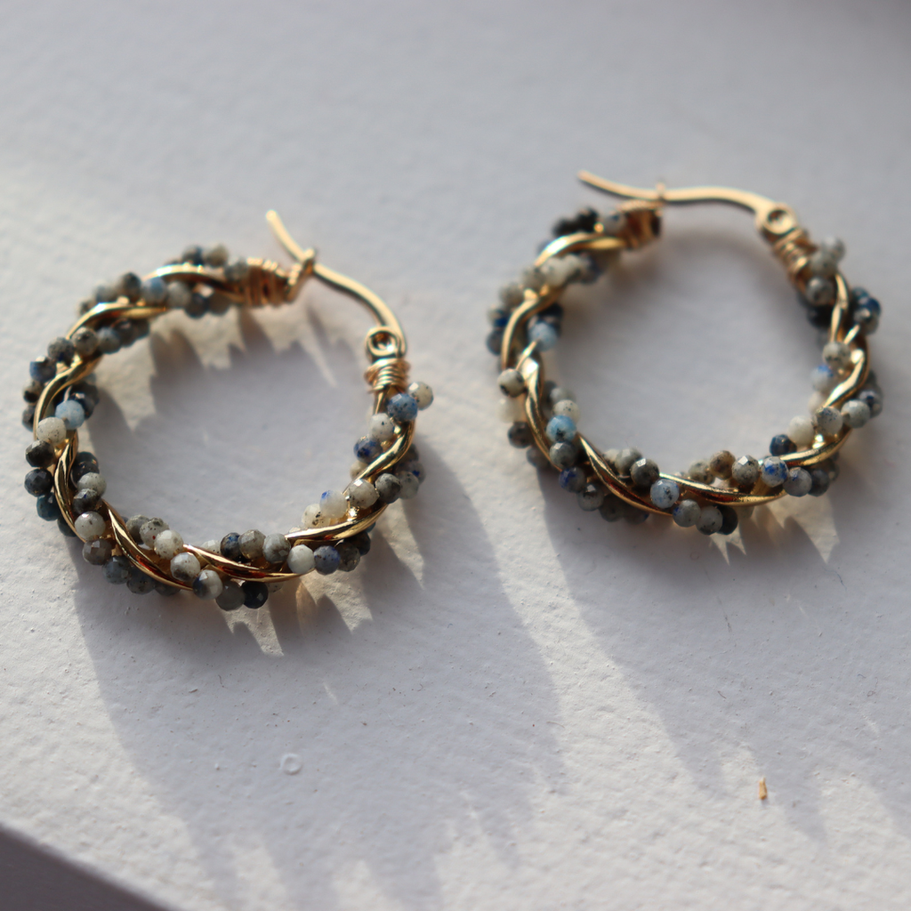 Steel Me Dusky Blue Twist Earrings