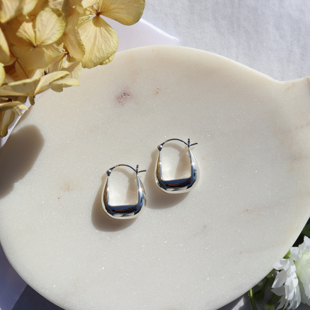 Bijoux Silver U Hoop Earrings