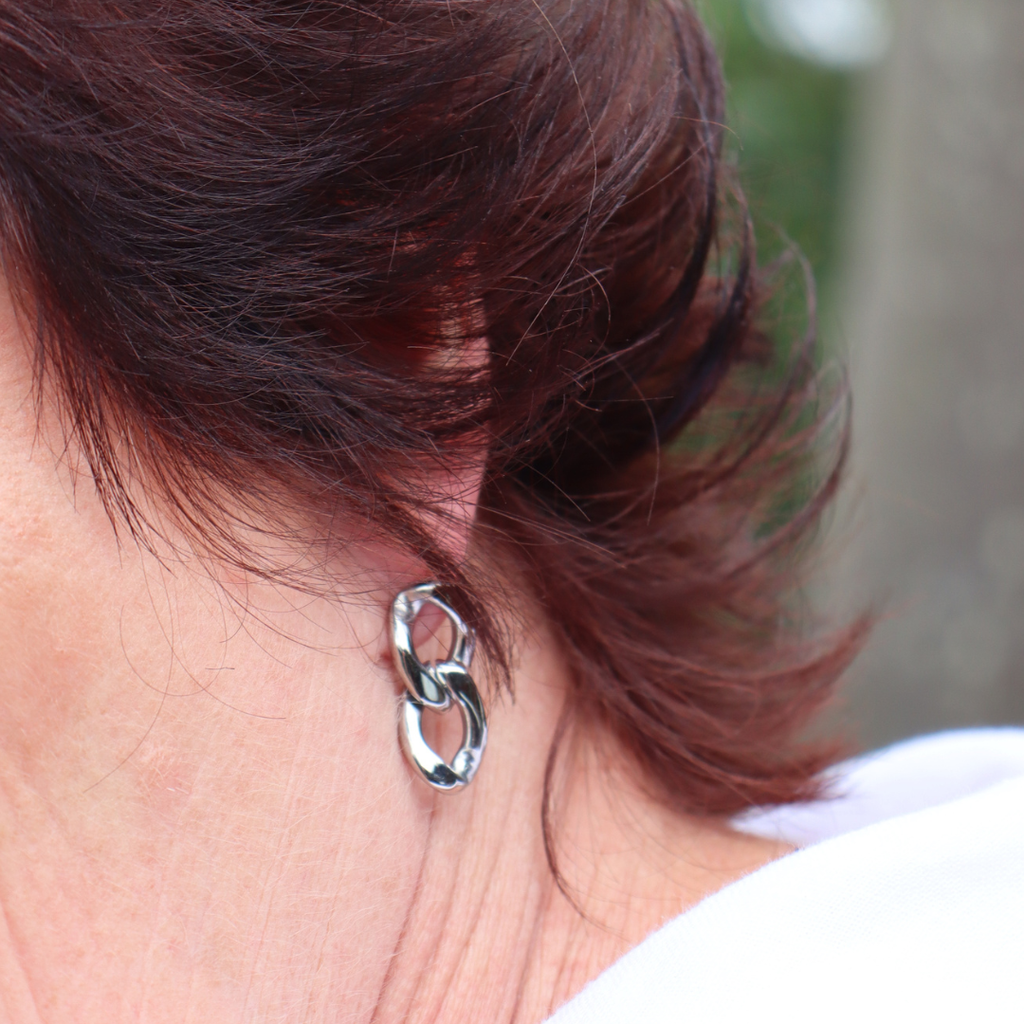 Steel Me Silver Double Link Earrings
