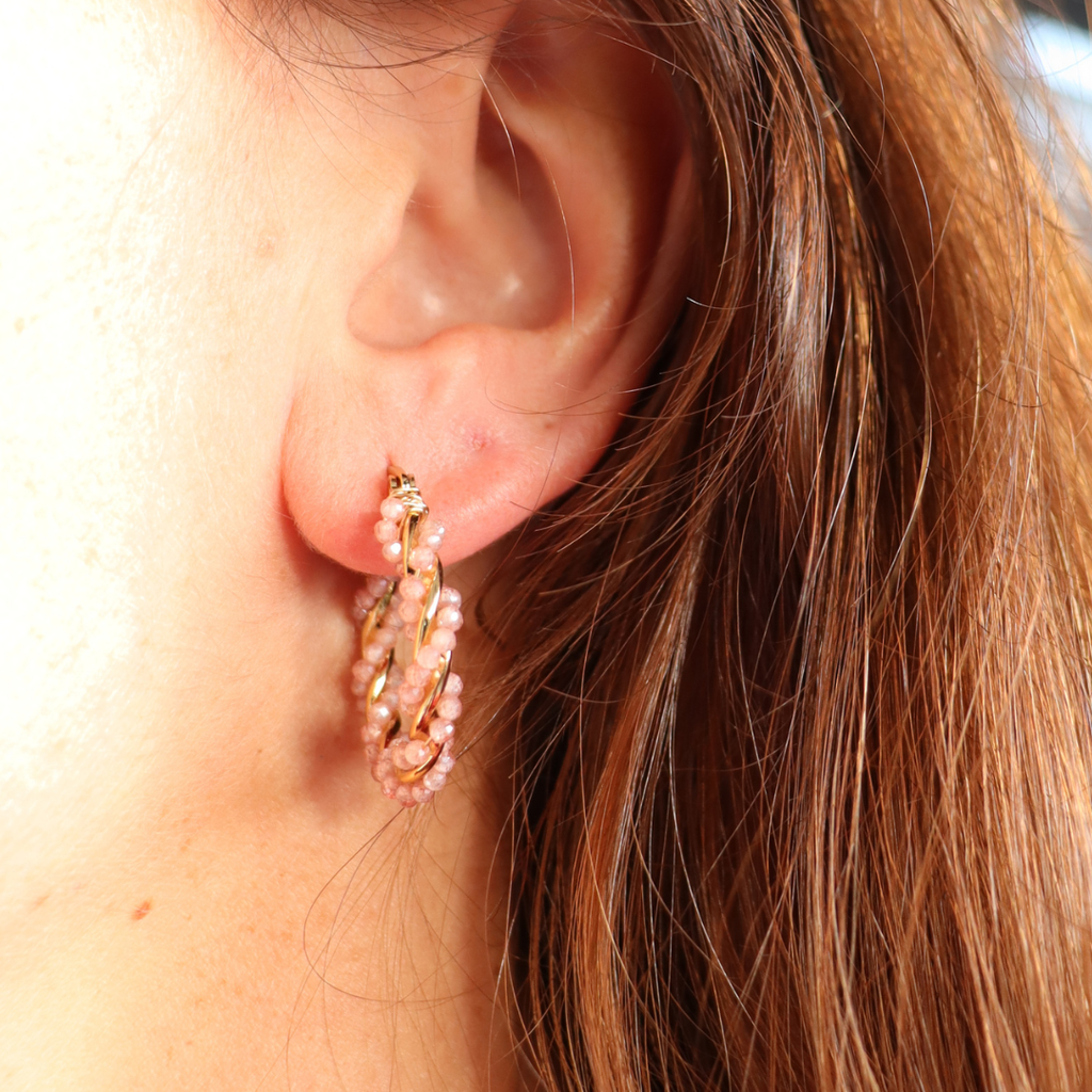 Steel Me Rose Pink Twist Earrings