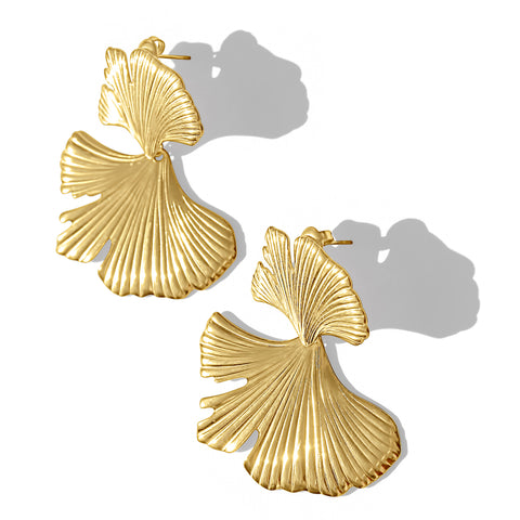 Steel Me Yellow Gold Fan Club Earrings