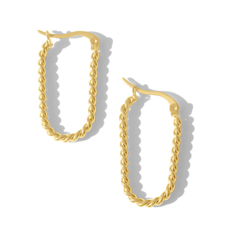 Steel Me Yellow Gold Twisted Sister Hoop Earrings