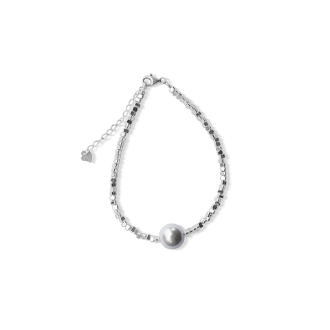Silver Perle Silver Hematite & Fresh Water Pearl Bracelet