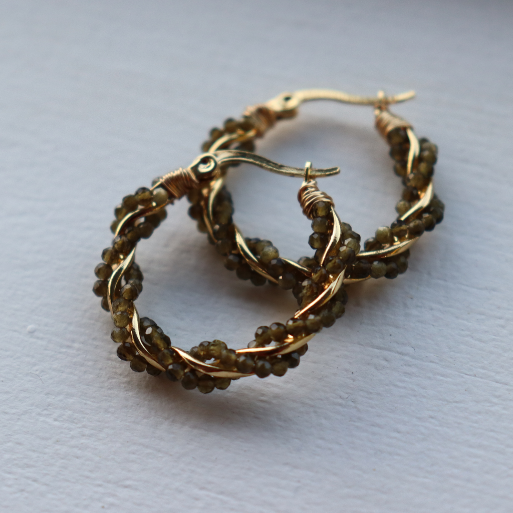 Steel Me Hunter Green Twist Earrings