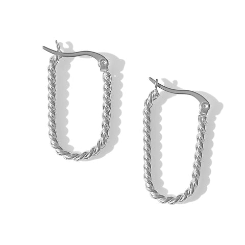 Steel Me Silver Twisted Sister Hoop Earrings