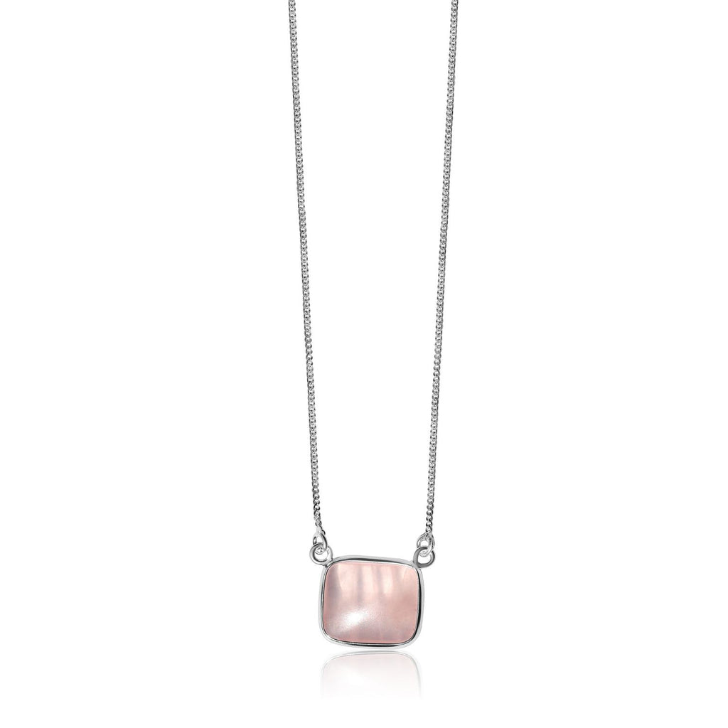 La Stèle Rose Quartz Square Necklace