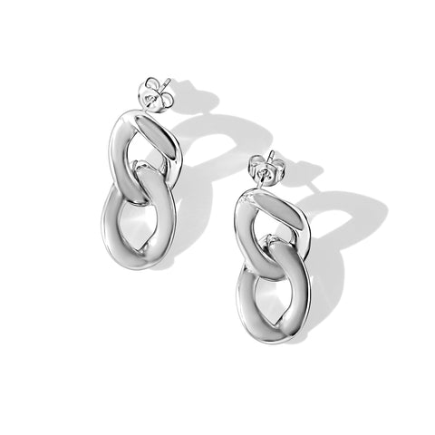 Steel Me Silver Double Link Earrings