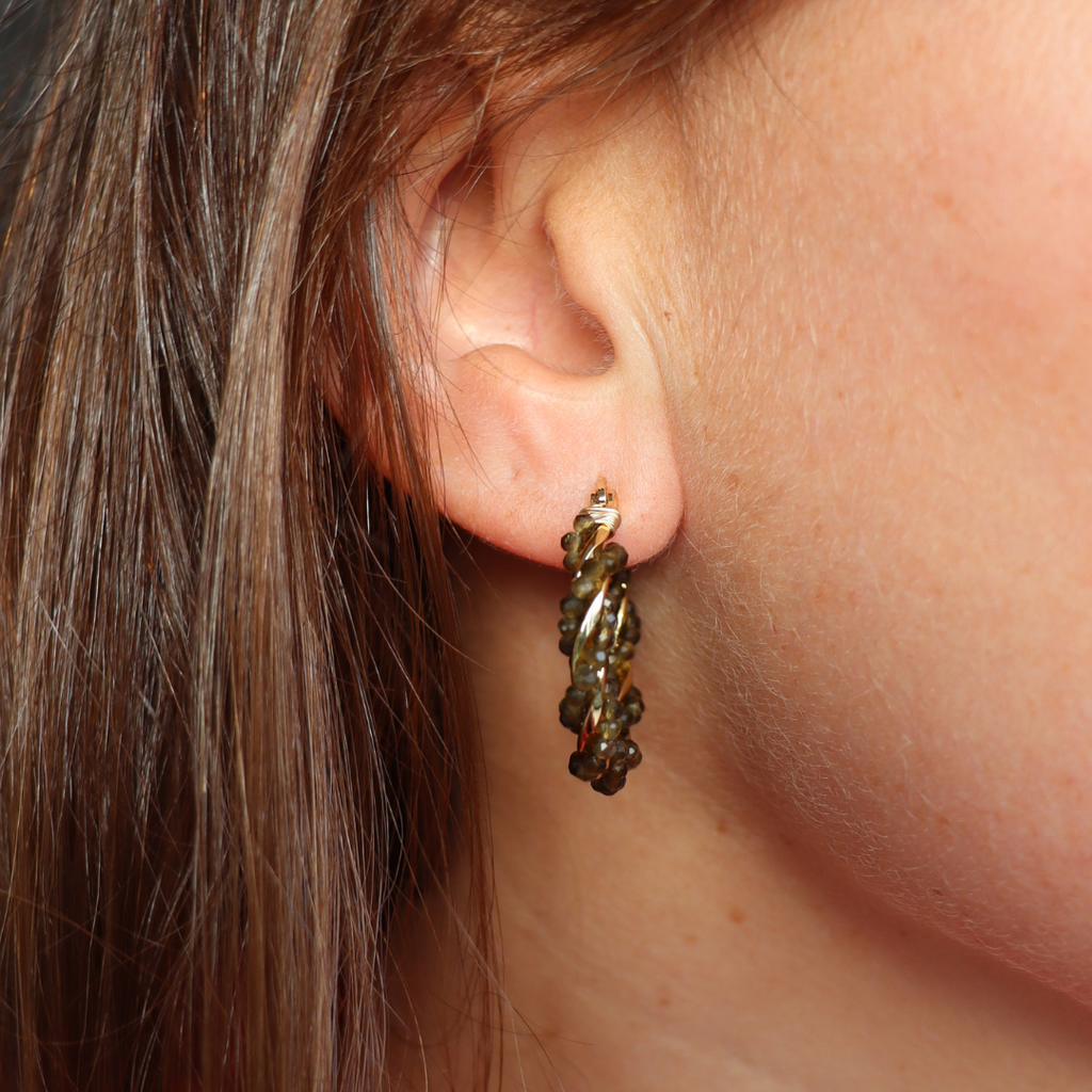 Steel Me Hunter Green Twist Earrings