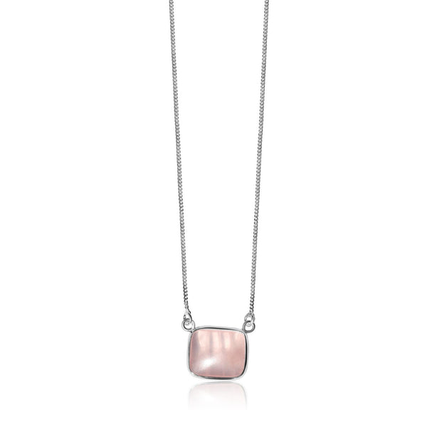 La Stèle Rose Quartz Square Necklace