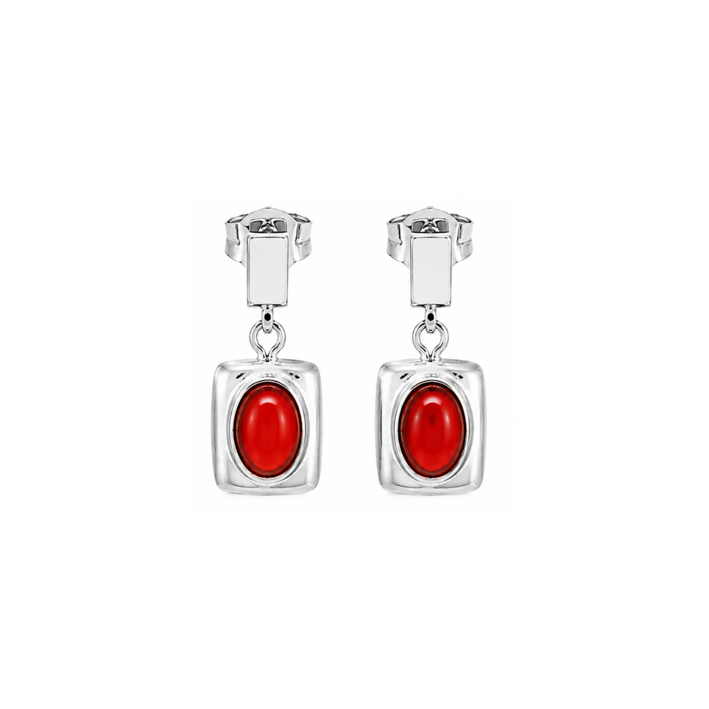 Steel Me Silver Josie Red Earrings