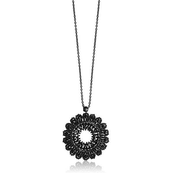Steel Me Black Beaded Black Necklace