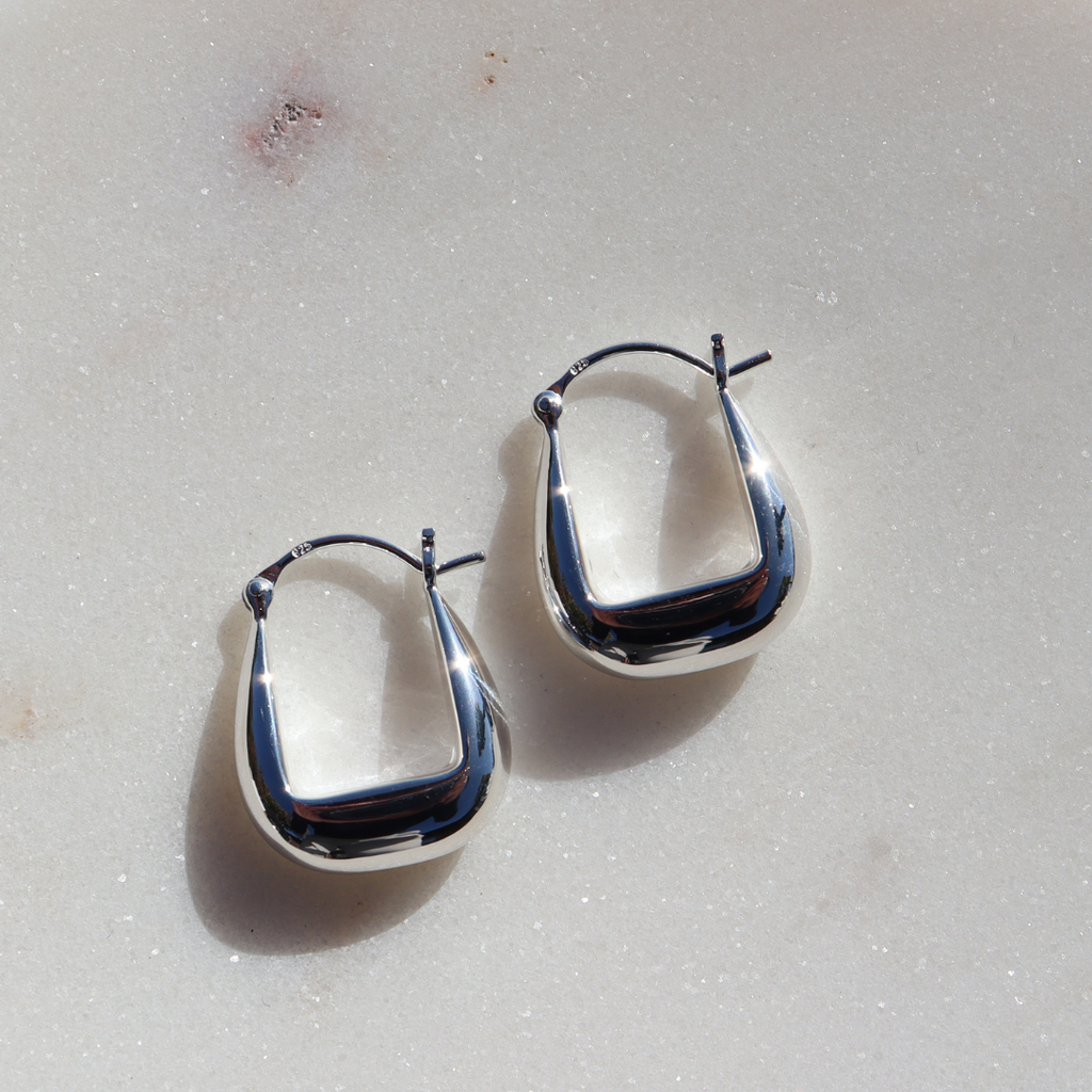 Bijoux Silver U Hoop Earrings