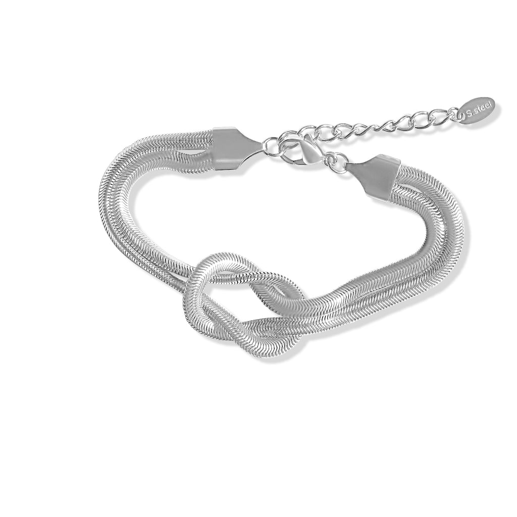 Steel Me Silver Double Twist Snake Chain Bracelet