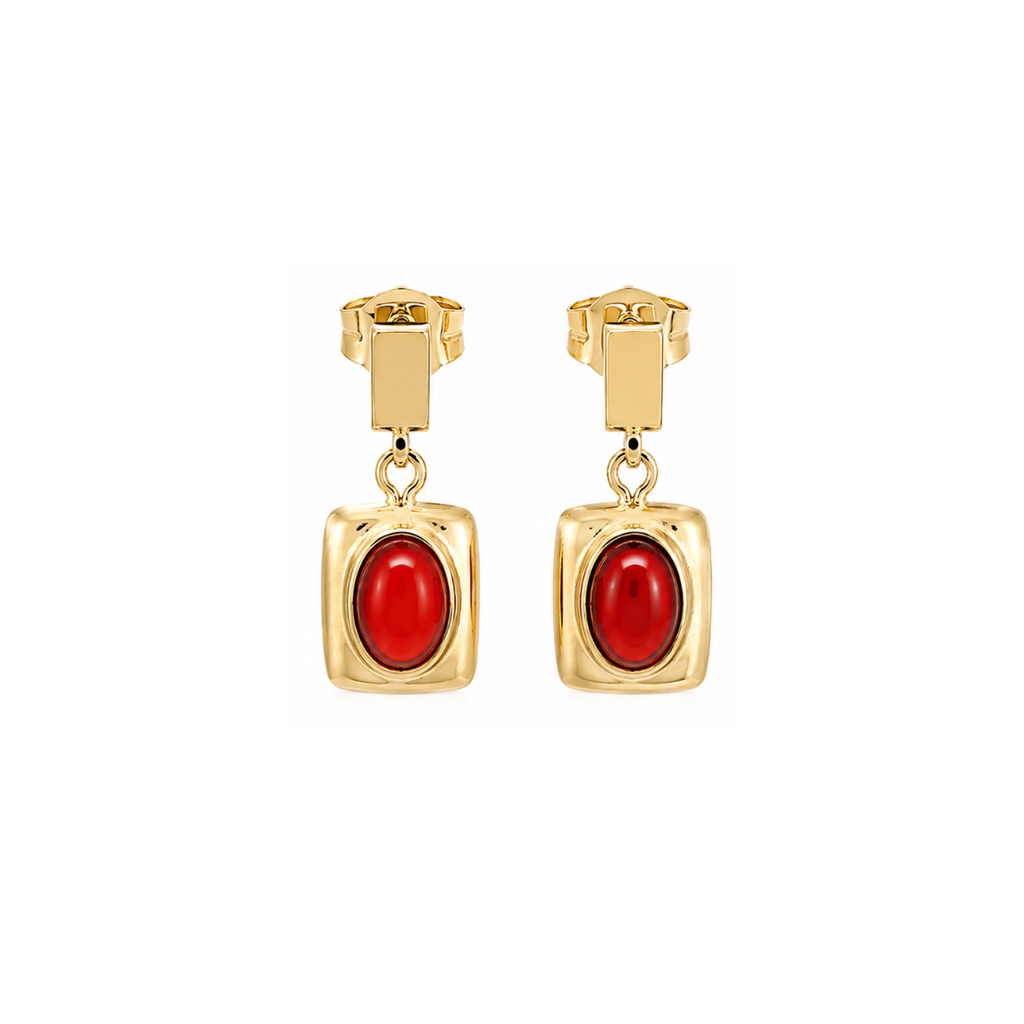 Steel Me Yellow Gold Josie Red Earrings