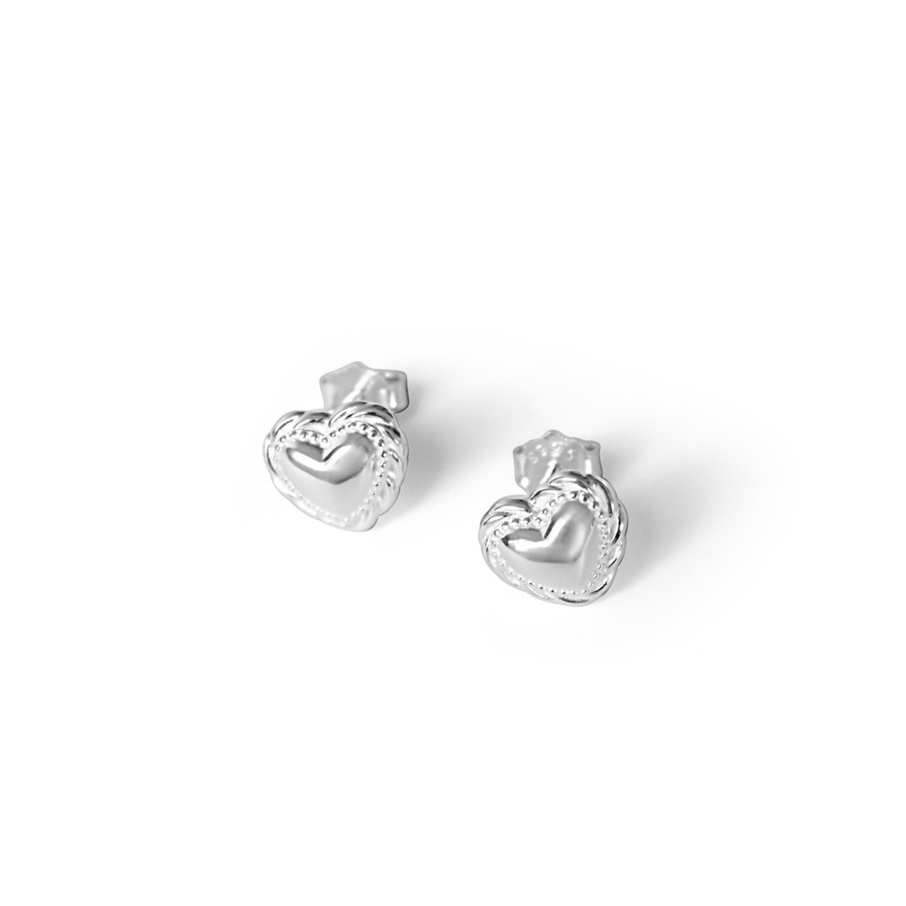 The Heart Series Framed Puff Heart Studs
