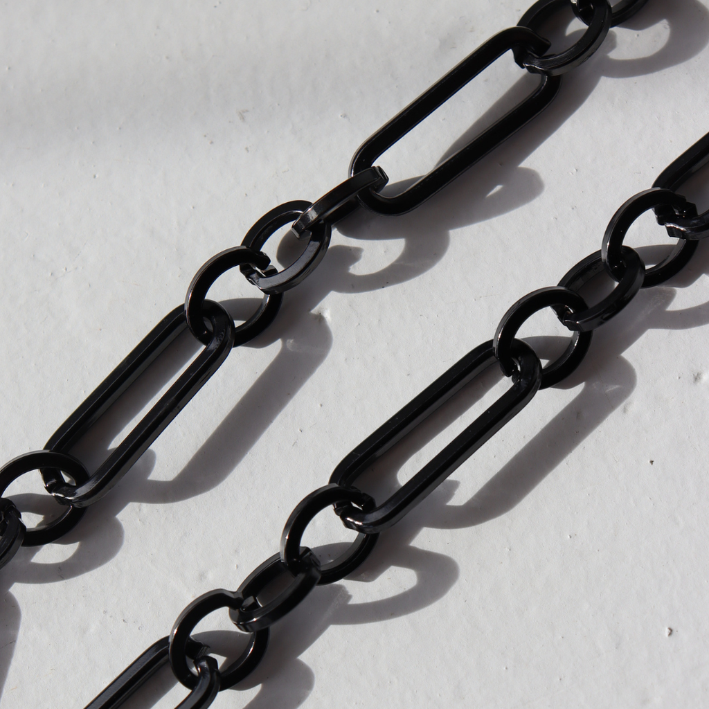 Steel Me Black Figaro Chain Necklace