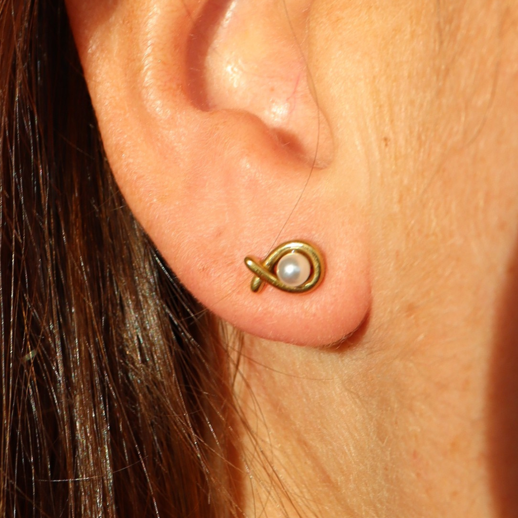 Steel Me Yellow Gold Fish Studs