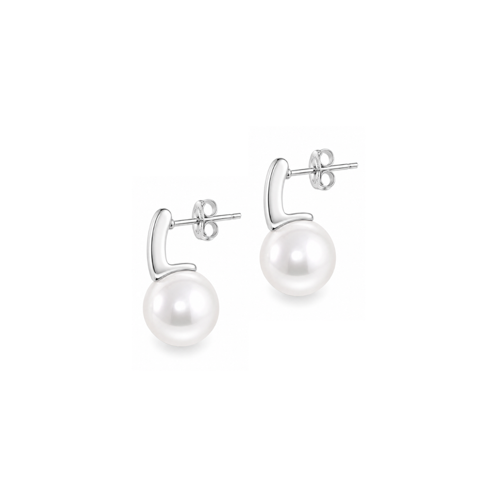 Steel Me Silver Pascaline Pearl Earrings