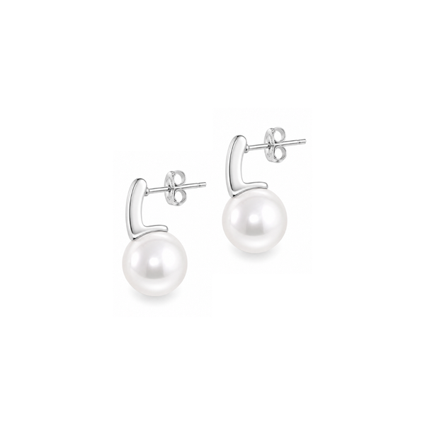 Steel Me Silver Pascaline Pearl Earrings